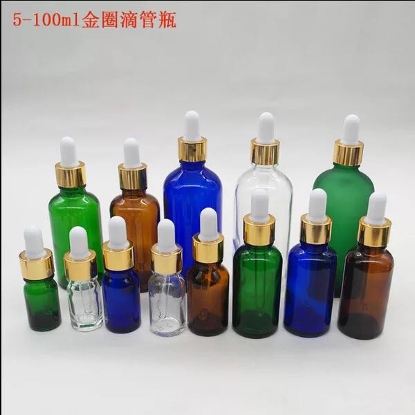 Amber glass bottle with alumite lid for cosmetic packaging 