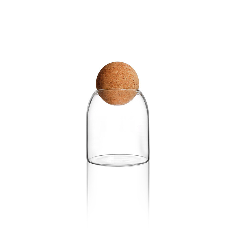 High borosilicate glass jar with cork lid 