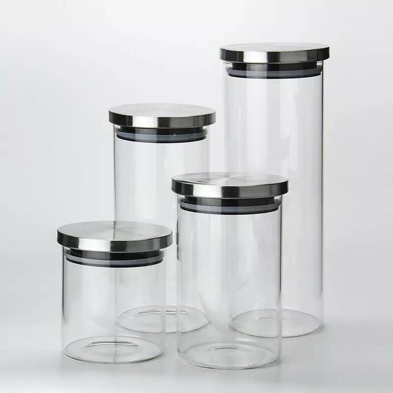 50ml-3000ml High Borosilicate Glass Jar With Stainless Steel Lid 