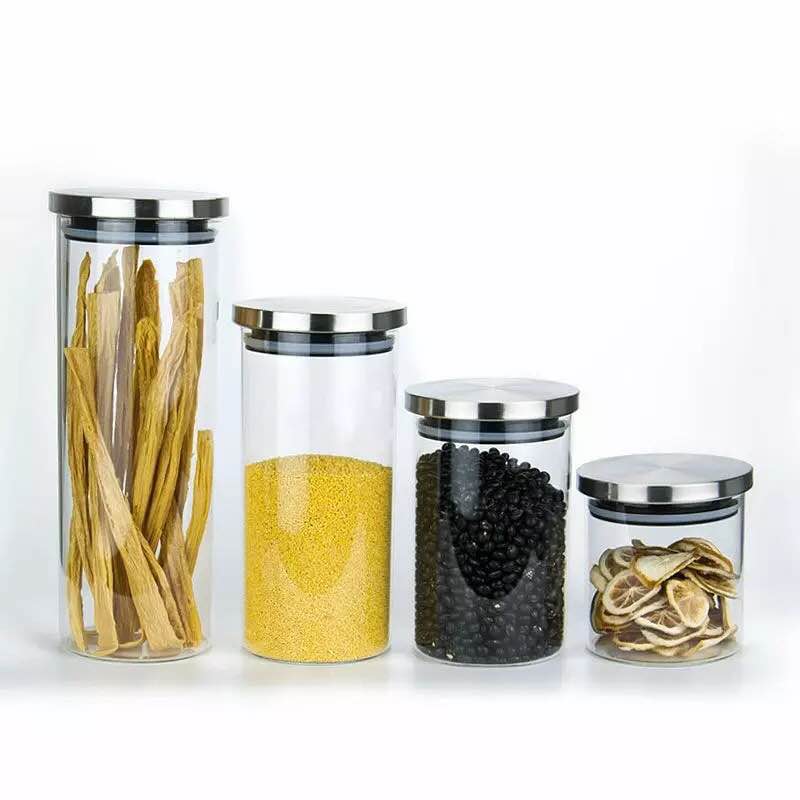 50ml-3000ml High Borosilicate Glass Jar With Stainless Steel Lid 