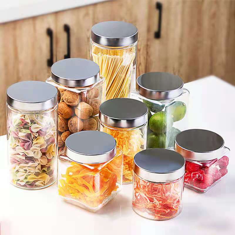 500ML 800ML 1200ML 1500ML 2200ML Glass Storage Jar with SS and Acrylic window Lid