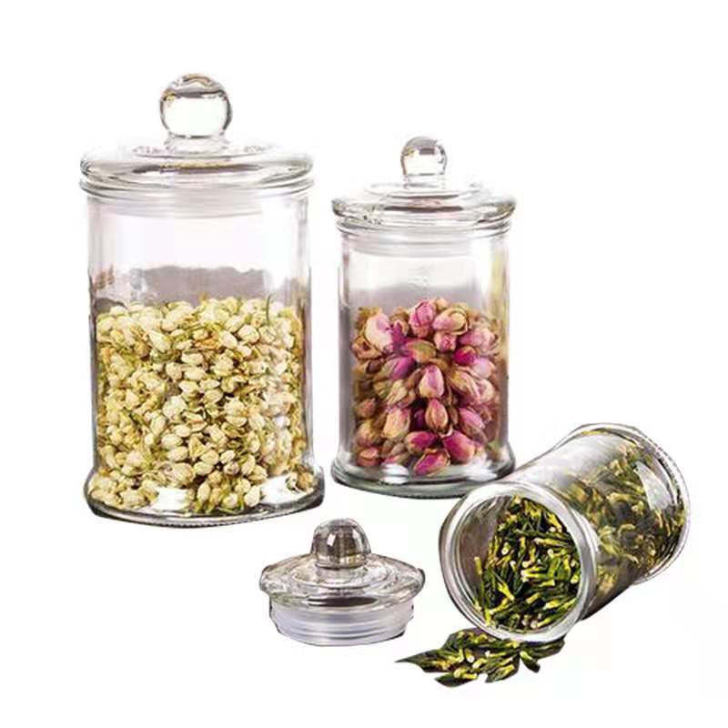 150ML 350ML 750ML 1300ML 2500ML 4000ML 8000ML Glass Storgae jar with Glass Lid 