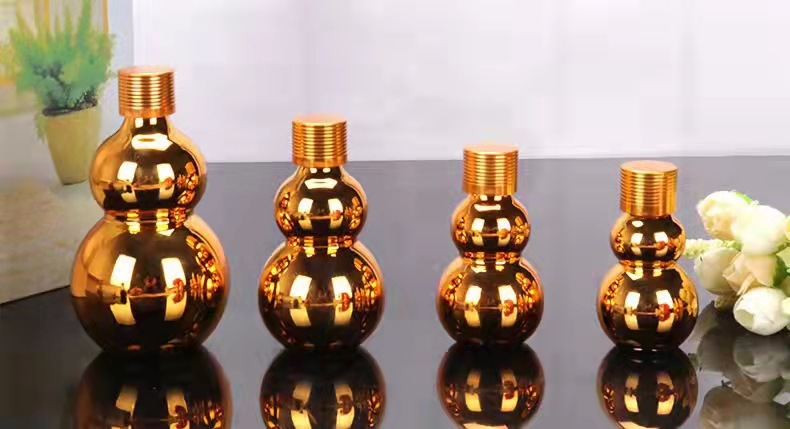 10ml 20ml 30ml 50ml 100ml Electroplate Gourd Shape Essential Oil Glass Bottle with Lid