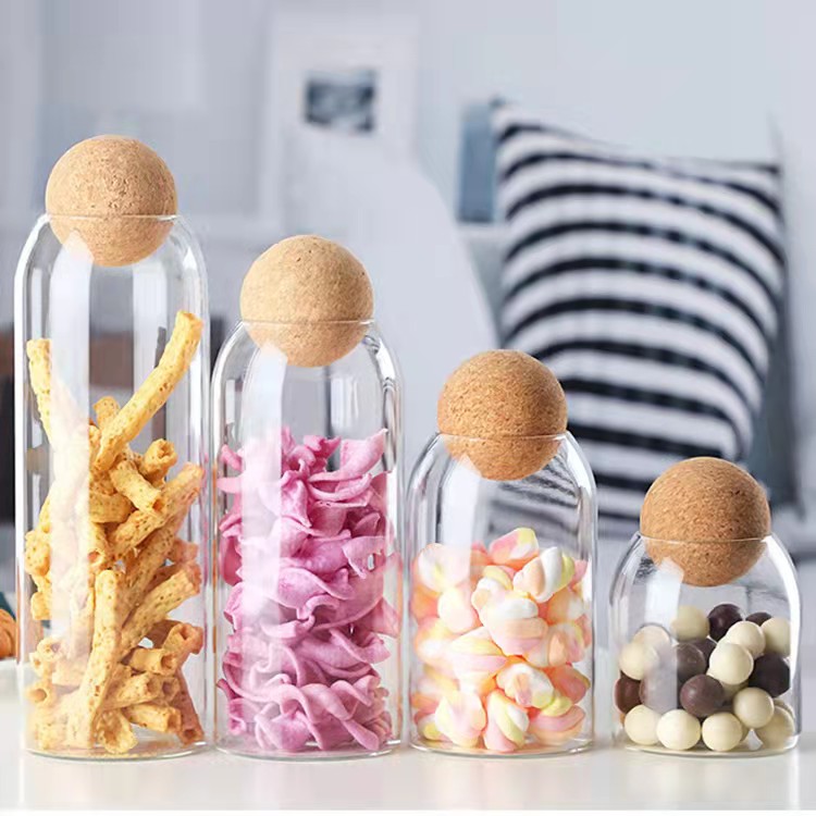 High borosilicate glass jar with cork lid 