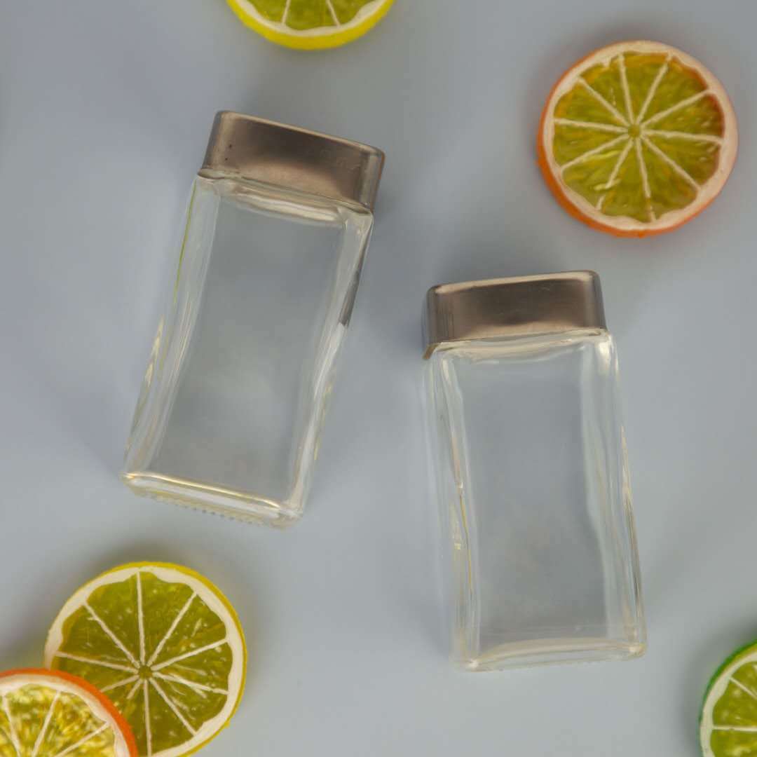 Square Shape Glass Spice Jar with Inner Rubber Seal