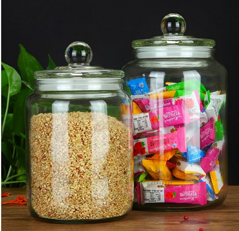 High Capacity Glass Food Storage Jar With Glass Lid