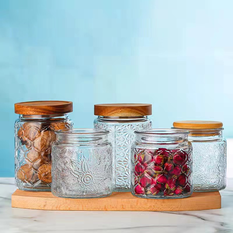 With Pattern High Borosilicate Glass Jar