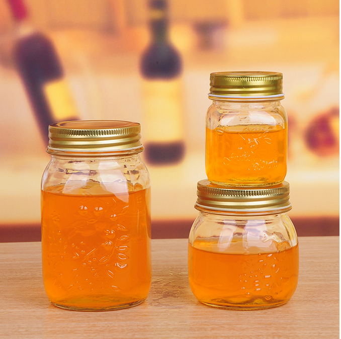 150-1000ml Carving Glass Mason Jar for Honey Storage