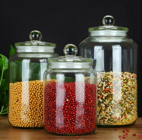 High Capacity Glass Food Storage Jar With Glass Lid