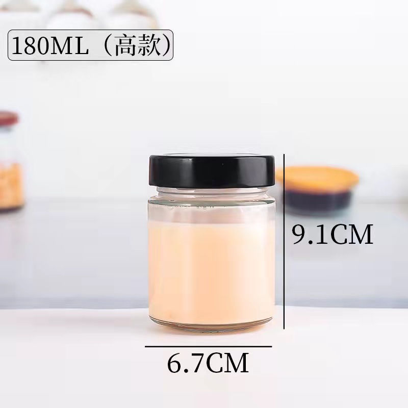 100-1000ml Round Shape Glass Honey Jar With Tinplate Black Lid