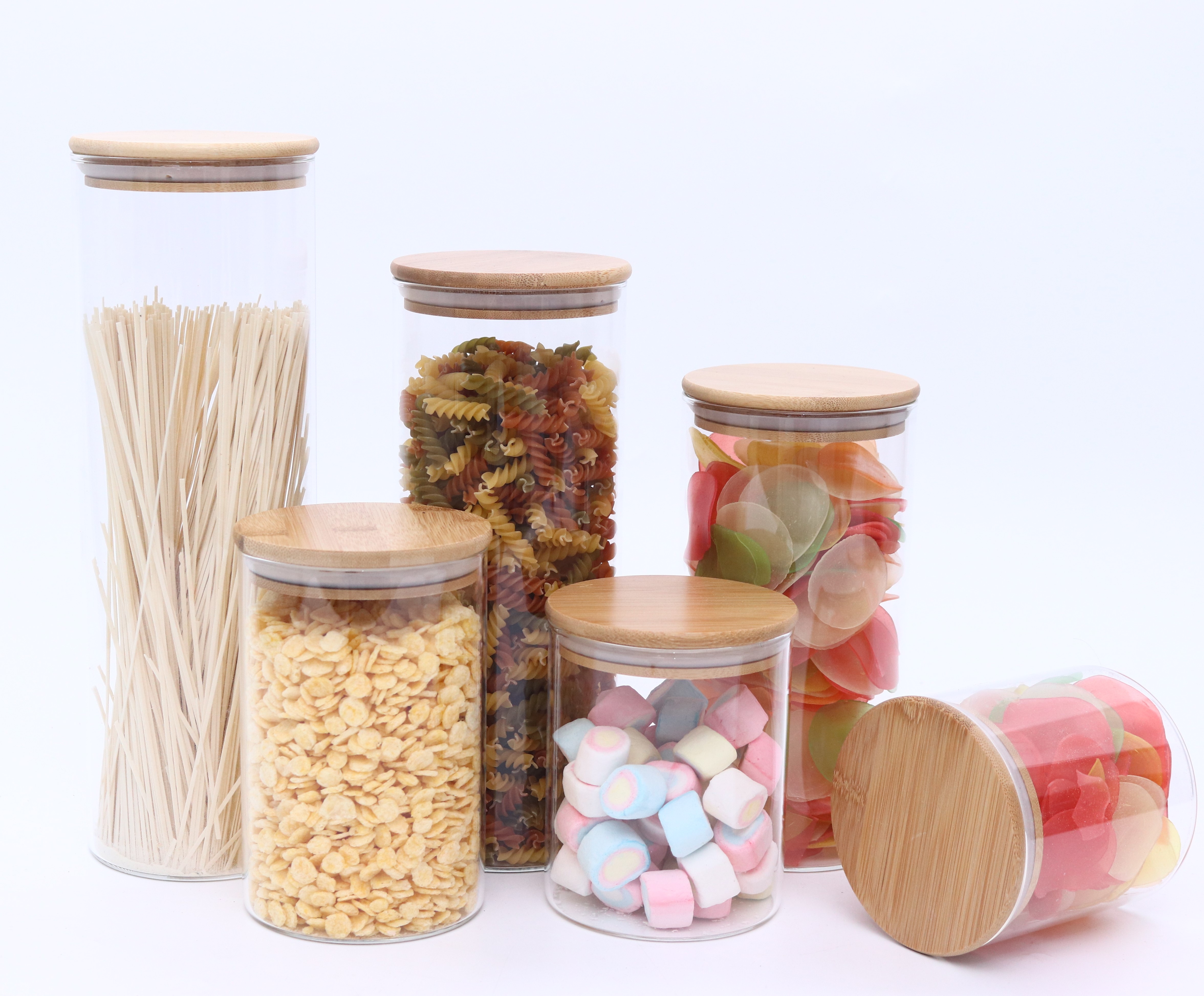 High borosilicate glass jar with bamboo lid 