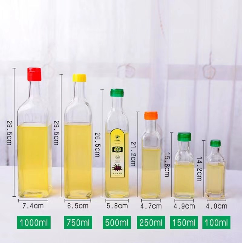 100ml-1000ml Square Shape Glass Oil Vinegar Bottle