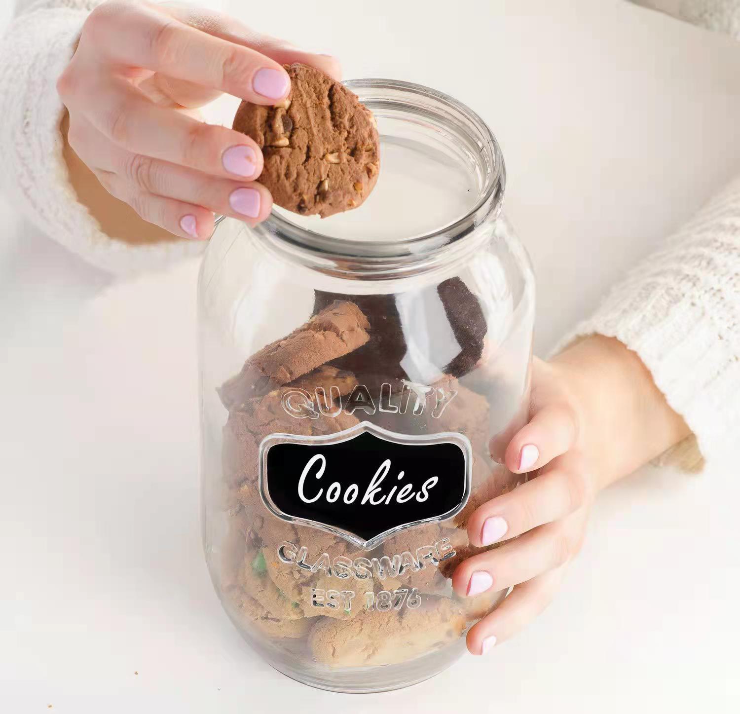 1000ml/1200ml/1500mlRound Clear Glass Glass Food Cookies Jar With Airtight Lids