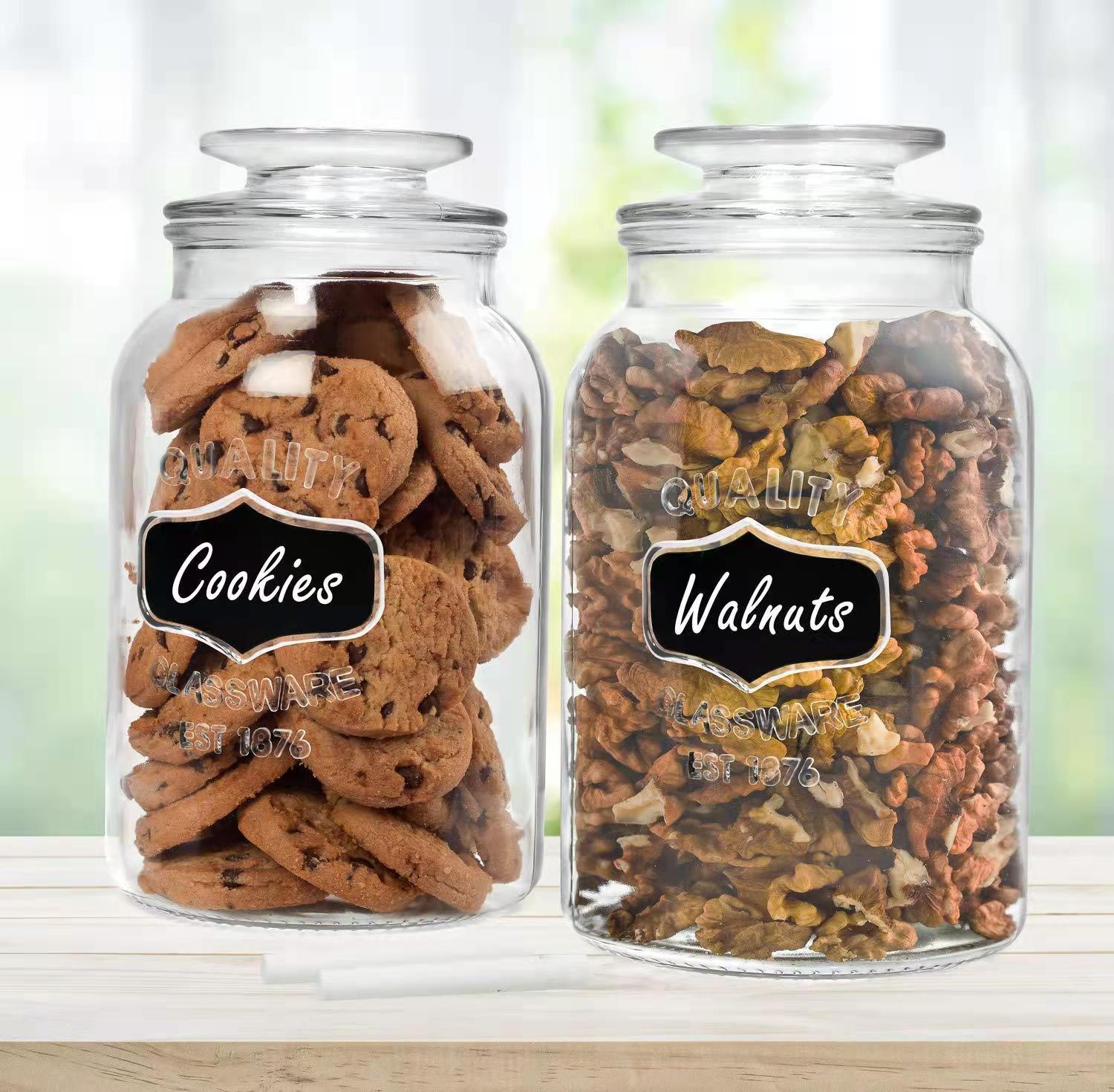 1000ml/1200ml/1500mlRound Clear Glass Glass Food Cookies Jar With Airtight Lids