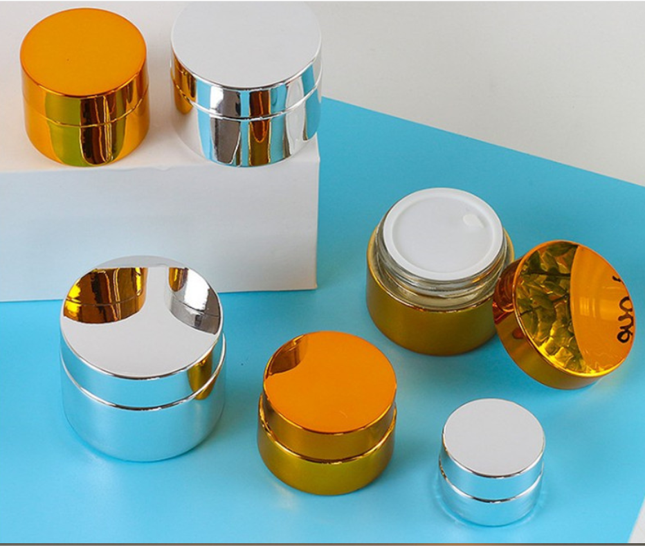 5ml 10ml 20ml 30ml 50ml Electroplate Gold and Silver Face Cream Cosmetic Jars with Lid