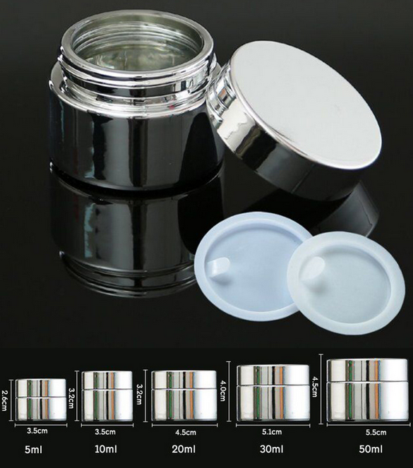 5ml 10ml 20ml 30ml 50ml Electroplate Gold and Silver Face Cream Cosmetic Jars with Lid