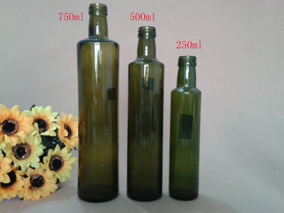 250ml/500ml/10000ml Round Shape Green Color Empty Olive Oil Bottle