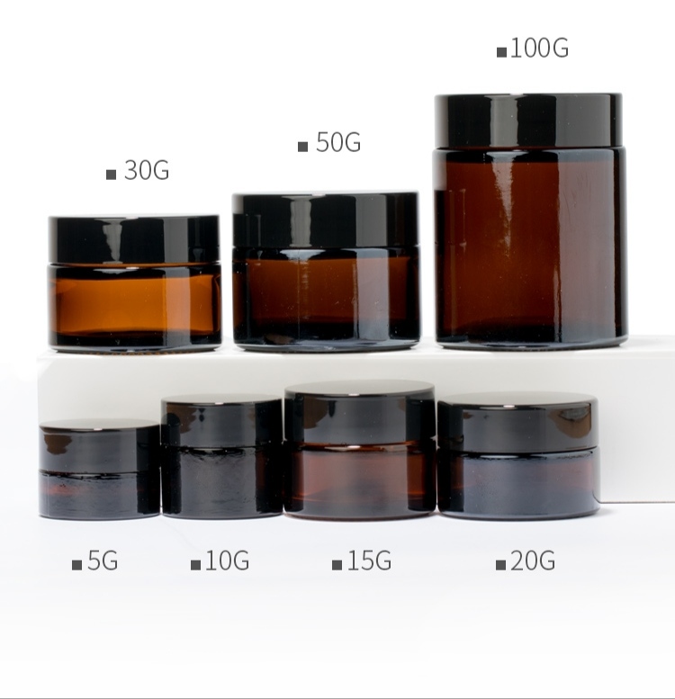 5ml-120ml Wholesale Amber Glass Jar for Cosmetics Cream