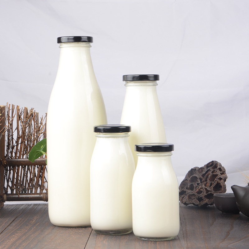 100ml 200ml 250ml 500ml 1000ml Milk Glass Bottle with Lid