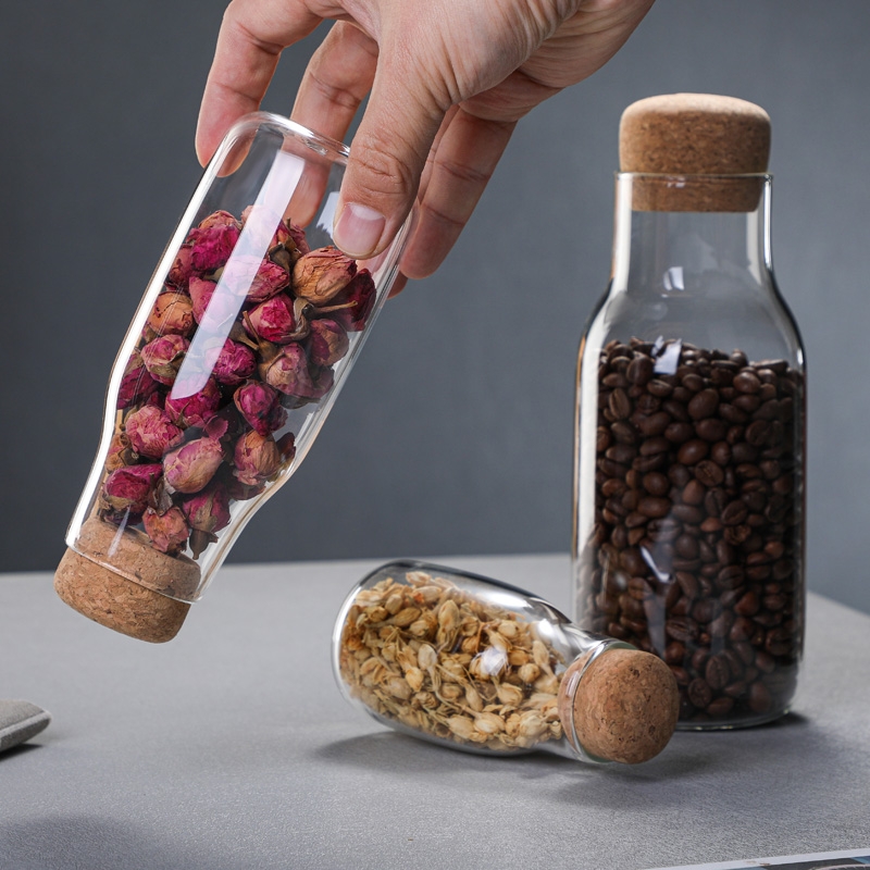 350ml 650ml 900ml High Borosilicate Glass Storage Jar with Cork