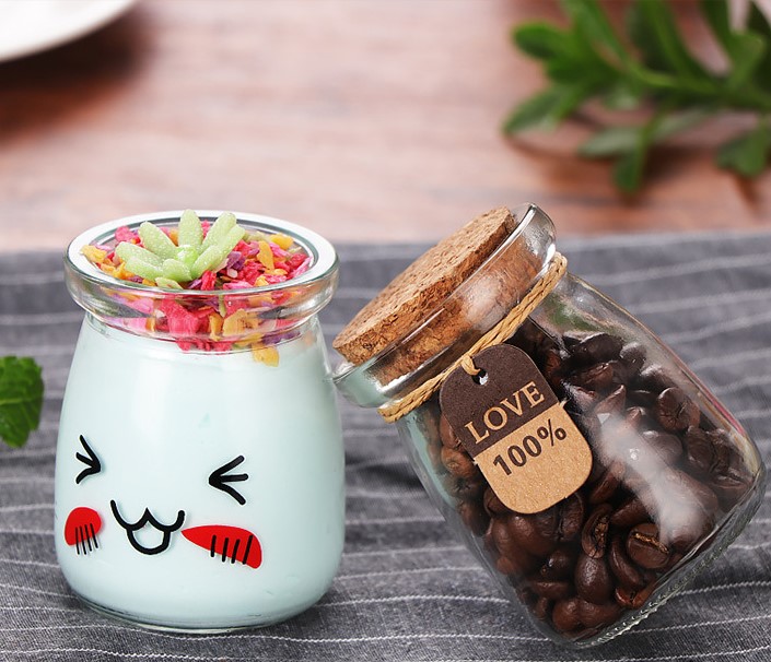 100ml 150ml 200ml Pudding Glass Bottle with Lid