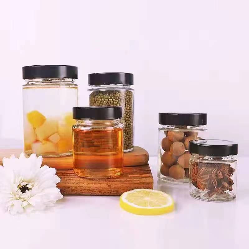 75-1000ml Round Shape Glass Jar With Black Lid