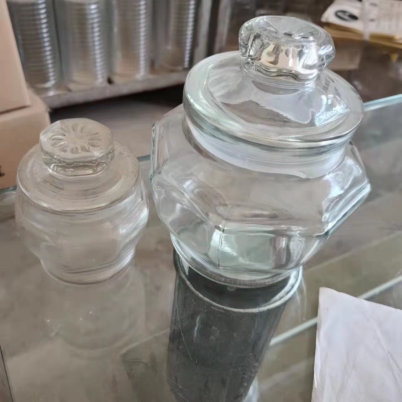 Clear Pumpkin Shape Glass Jar With Lid