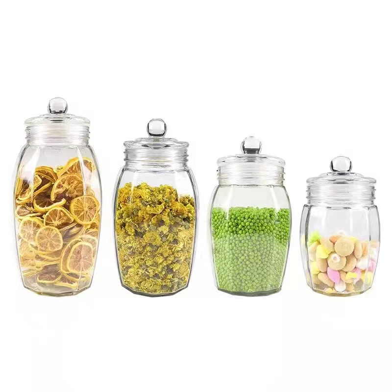 950ml/ 1300ml/ 1900ml/ 2450ml Food Grade Glass Storage Jar with Lid 