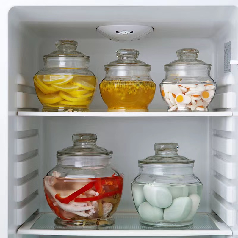 Clear Pumpkin Shape Glass Jar With Lid