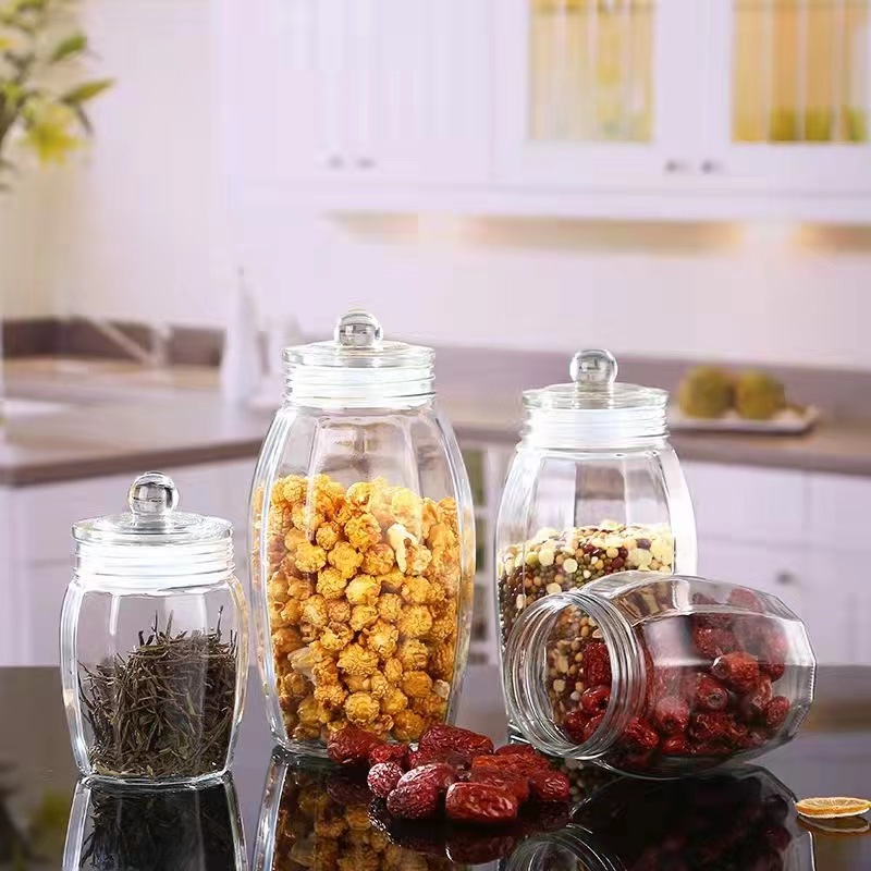 950ml/ 1300ml/ 1900ml/ 2450ml Food Grade Glass Storage Jar with Lid 