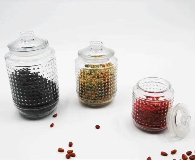 670ml/ 1380ml/ 2100ml/ 8000ml Glass Jar with Handle Lid