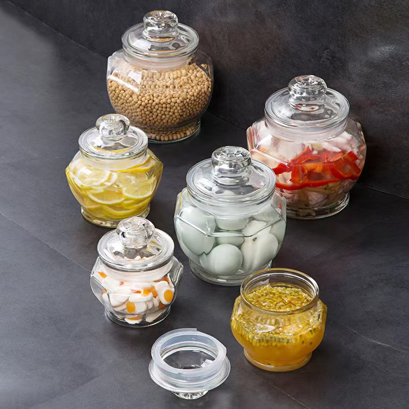 Clear Pumpkin Shape Glass Jar With Lid