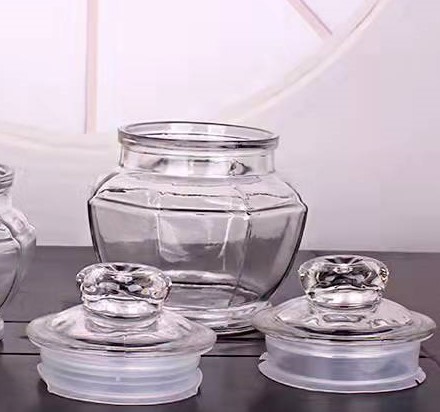 Clear Pumpkin Shape Glass Jar With Lid