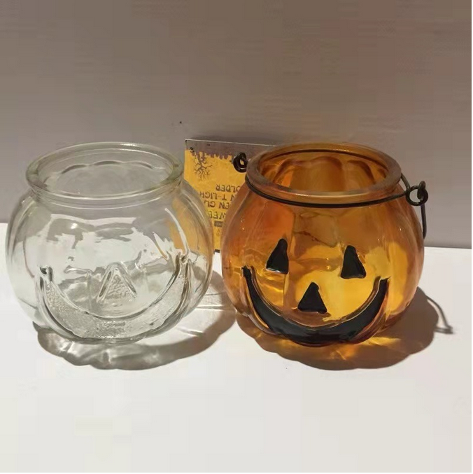 Pumpkin Candle Glass Jar With Handle