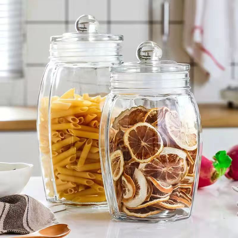 950ml/ 1300ml/ 1900ml/ 2450ml Food Grade Glass Storage Jar with Lid 