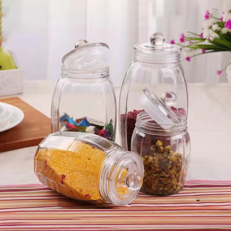 950ml/ 1300ml/ 1900ml/ 2450ml Food Grade Glass Storage Jar with Lid 