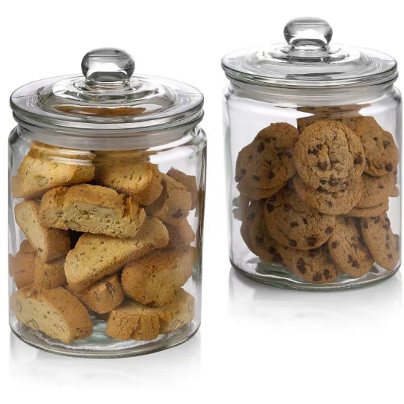 1L 2L 4L 6L glass cookie Jar with glass lid 