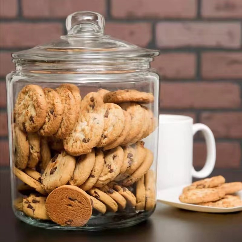 1L 2L 4L 6L glass cookie Jar with glass lid 