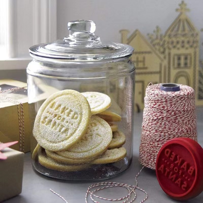 1L 2L 4L 6L glass cookie Jar with glass lid 