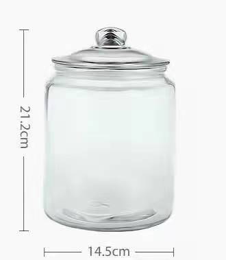 1L 2L 4L 6L glass cookie Jar with glass lid 